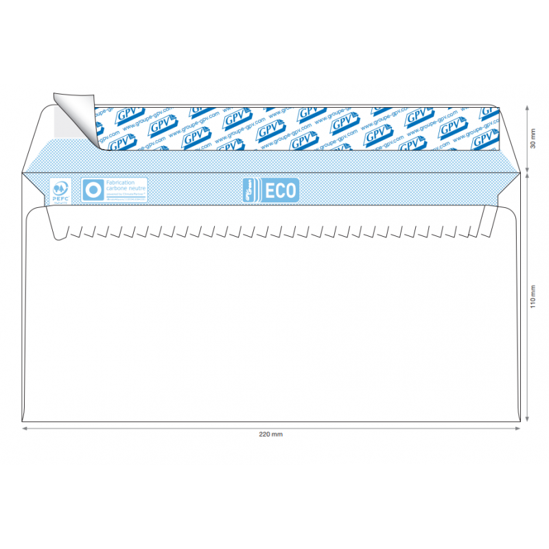Enveloppes Blanches 110X220 - 50+10 Offertes - Gpv | à seulement 2,5 €