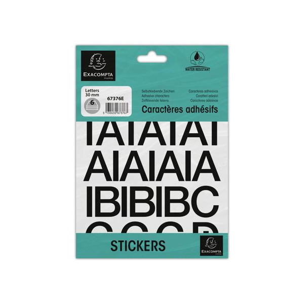 photo-Lettres adhésives - Stickers - Noires - 30mm hauteur - 2 planches - A-Z + caractères spéciaux
