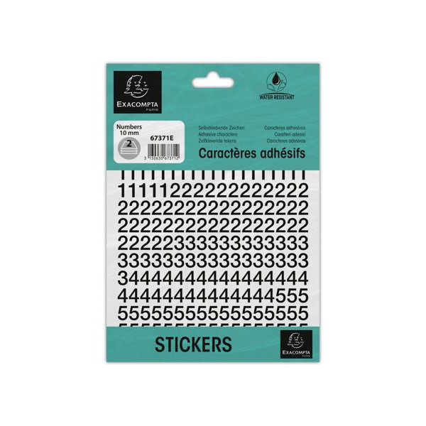 photo-Chiffres adhésifs - Stickers - Noires - 10mm hauteur - 2 planches - 0-9 + caractères spéciaux