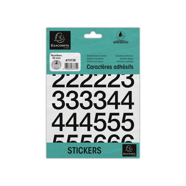 photo-Chiffres adhésifs - Stickers - Noires - 30mm hauteur - 2 planches - 0-9 + caractères spéciaux