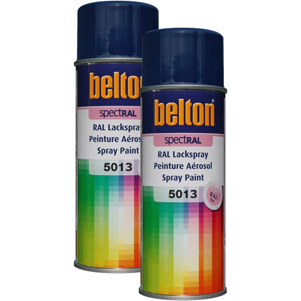 photo-2 bombes de peinture Belton Spectral RAL5013 bleu cobalt 400ml