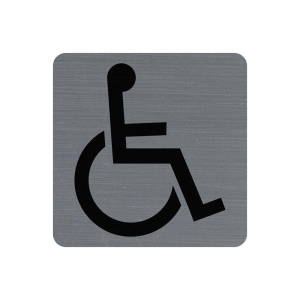 photo-Plaque adhésive - Handicapés - 7,5x7,5cm - Imitation alu - Signalétique