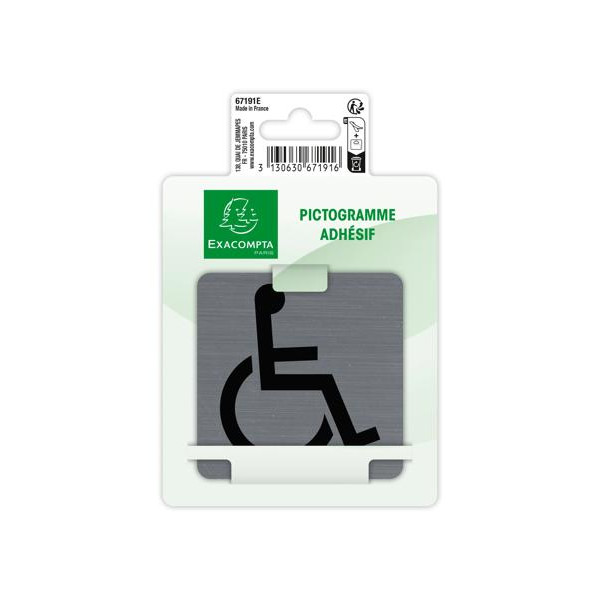 Plaque adhésive - Handicapés - 7,5x7,5cm - Imitation alu - Signalétique