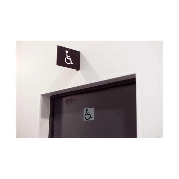 Plaque adhésive - Handicapés - 7,5x7,5cm - Imitation alu - Signalétique