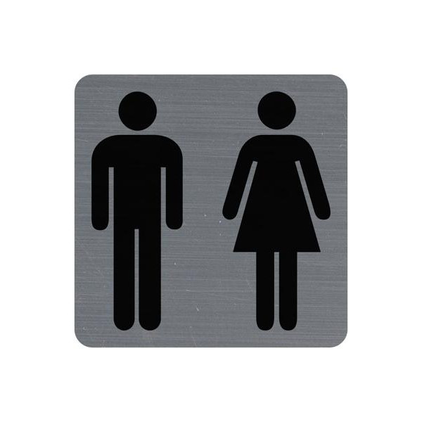 photo-Plaque adhésive - Toilettes - Homme/Femme - 7,5x7,5cm - Imitation alu - Signalétique