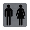 photo-Plaque adhésive - Toilettes - Homme/Femme - 7,5x7,5cm - Imitation alu - Signalétique