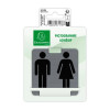 Plaque adhésive - Toilettes - Homme/Femme - 7,5x7,5cm - Imitation alu - Signalétique