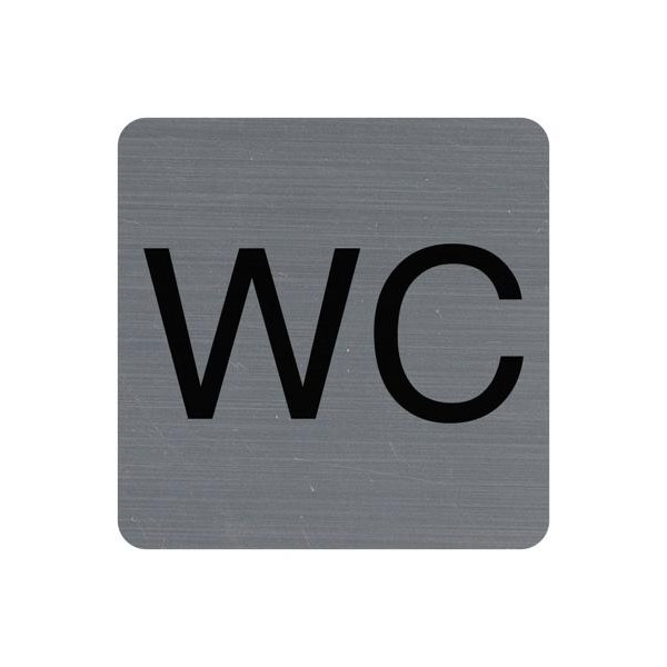 photo-Plaque adhésive - Toilettes - WC - 7,5x7,5cm - Imitation alu - Signalétique