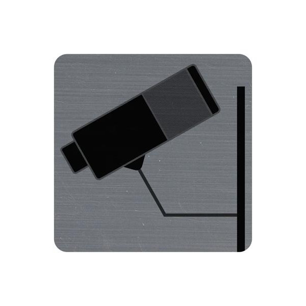 photo-Plaque adhésive - Vidéo surveillance - Caméra - 7,5x7,5cm - Imitation alu - Signalétique