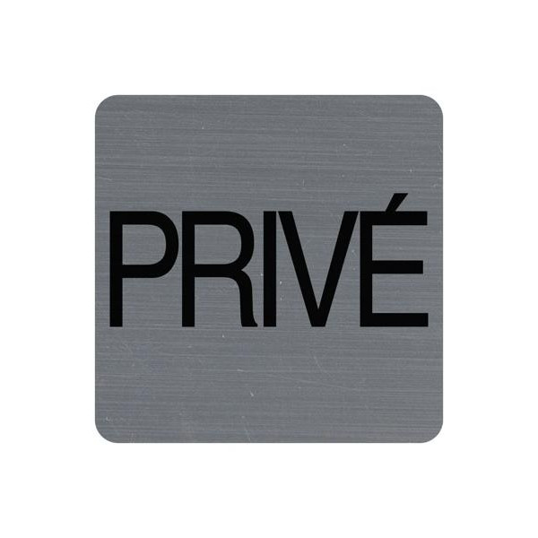 photo-Plaque adhésive - Privé - Espace privé - 7,5x7,5cm - Imitation alu - Signalétique