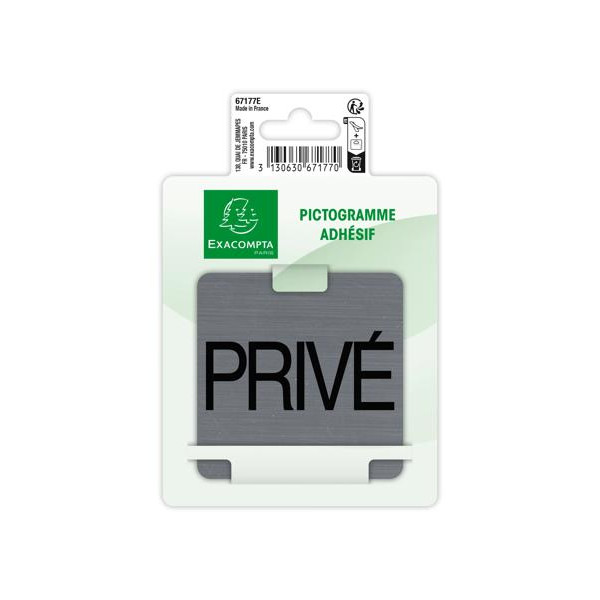 Plaque adhésive - Privé - Espace privé - 7,5x7,5cm - Imitation alu - Signalétique