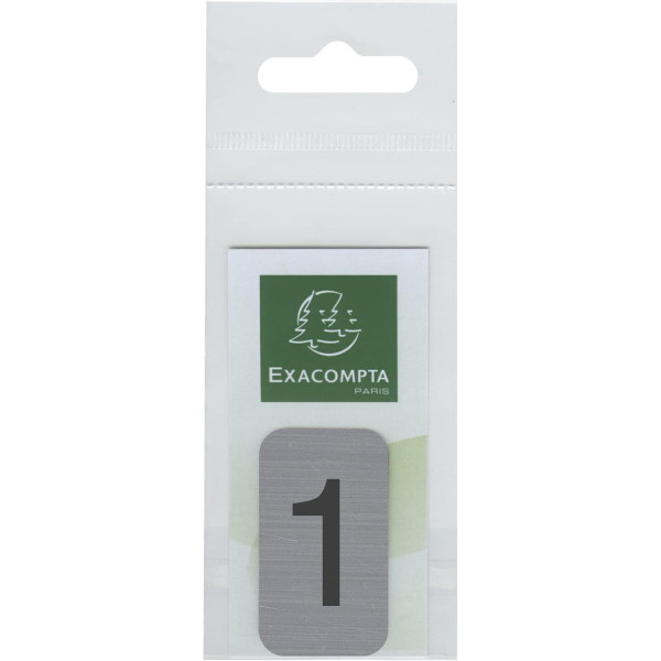 Chiffre adhésif - N°1 - Tous supports - Imitation alu - 2,5x4,4cm - Signalétique