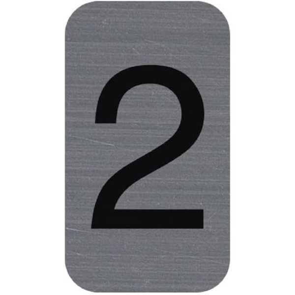 photo-Chiffre adhésif - N°2 - Tous supports - Imitation alu - 2,5x4,4cm - Signalétique