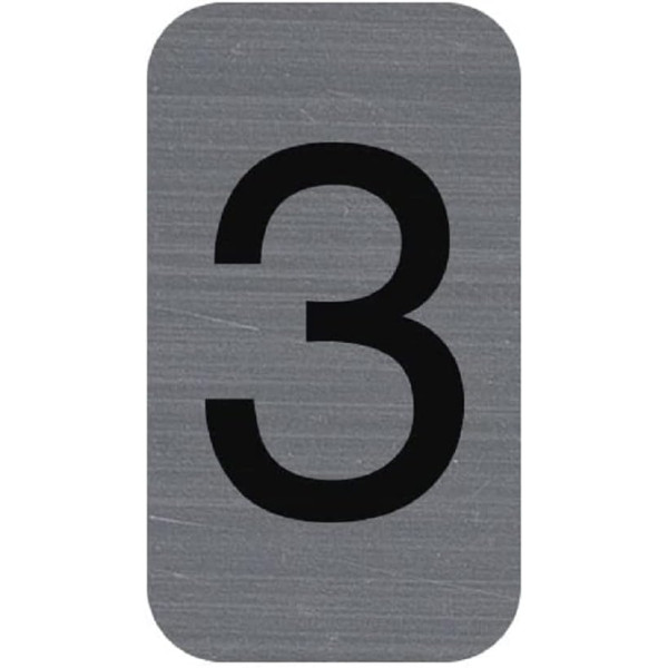 photo-Chiffre adhésif - N°3 - Tous supports - Imitation alu - 2,5x4,4cm - Signalétique