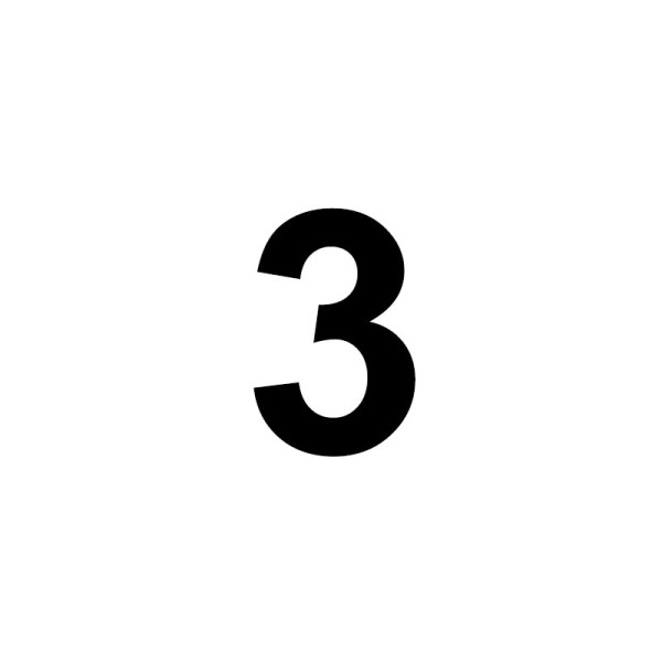 Chiffre adhésif - N°3 - Tous supports - Imitation alu - 2,5x4,4cm - Signalétique