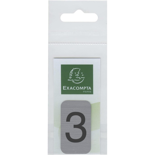 Chiffre adhésif - N°3 - Tous supports - Imitation alu - 2,5x4,4cm - Signalétique