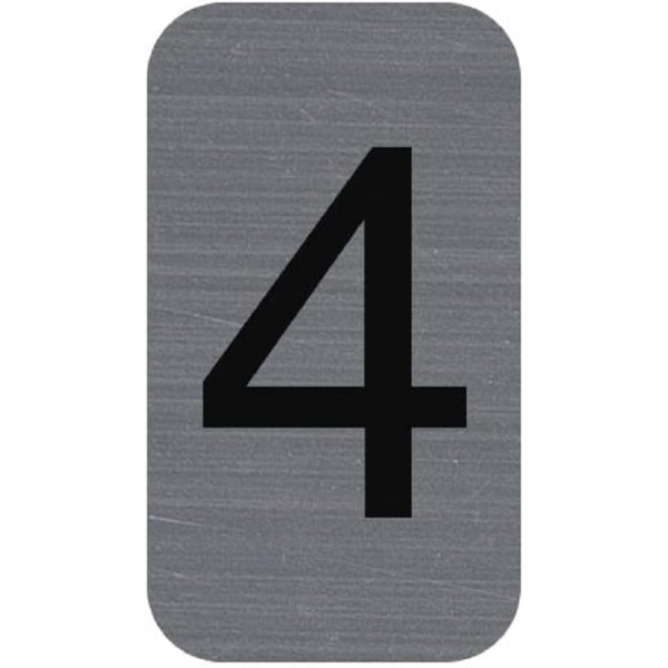 photo-Chiffre adhésif - N°4 - Tous supports - Imitation alu - 2,5x4,4cm - Signalétique