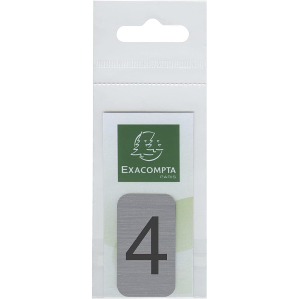 Chiffre adhésif - N°4 - Tous supports - Imitation alu - 2,5x4,4cm - Signalétique