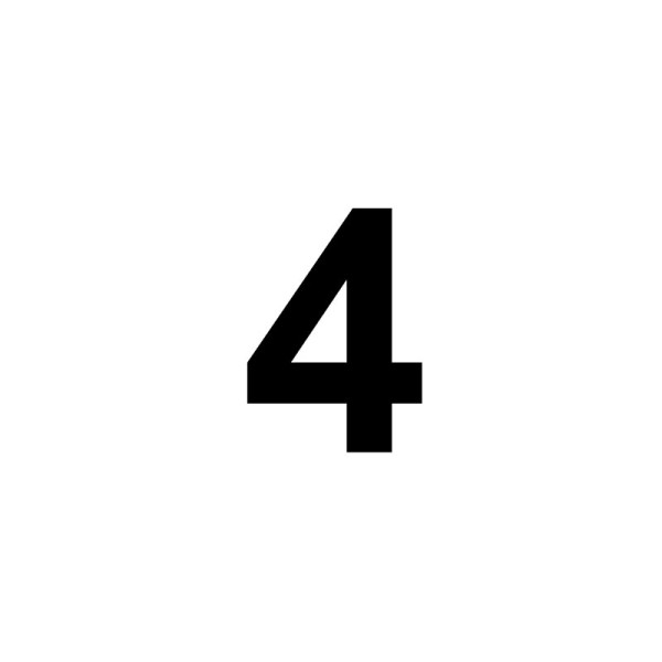 Chiffre adhésif - N°4 - Tous supports - Imitation alu - 2,5x4,4cm - Signalétique