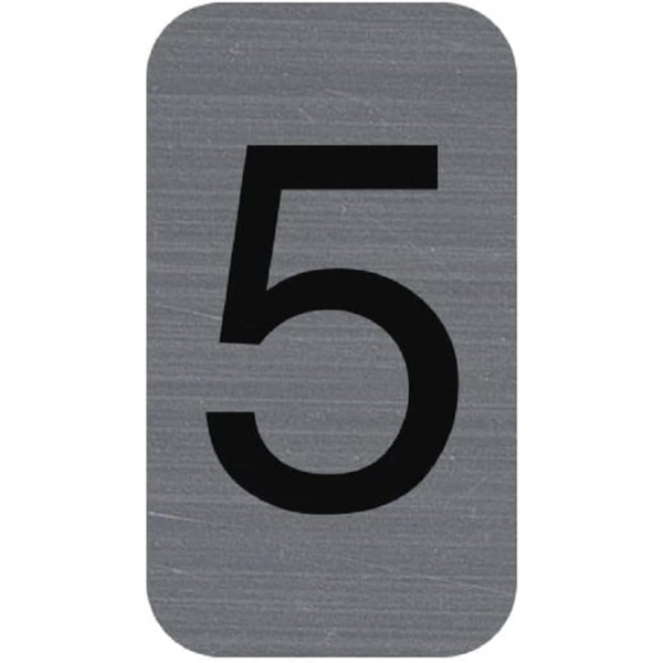 photo-Chiffre adhésif - N°5 - Tous supports - Imitation alu - 2,5x4,4cm - Signalétique