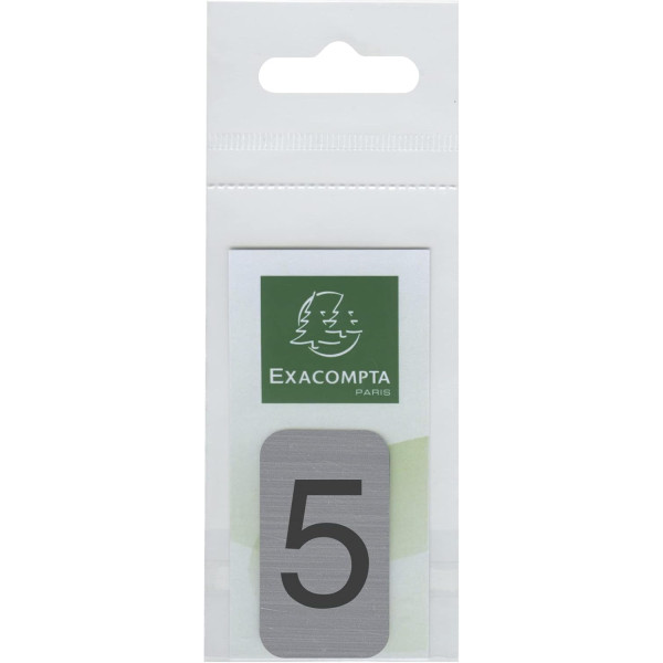 Chiffre adhésif - N°5 - Tous supports - Imitation alu - 2,5x4,4cm - Signalétique