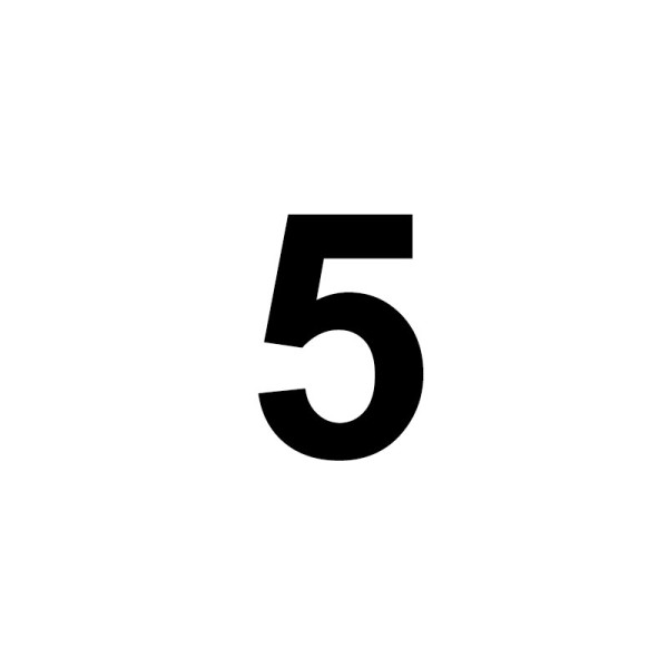 Chiffre adhésif - N°5 - Tous supports - Imitation alu - 2,5x4,4cm - Signalétique