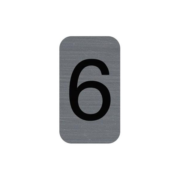 photo-Chiffre adhésif - N°6 - Tous supports - Imitation alu - 2,5x4,4cm - Signalétique