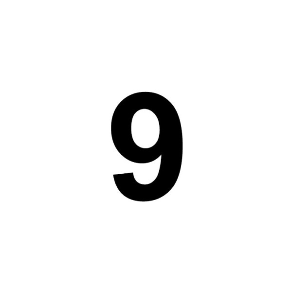 Chiffre adhésif - N°9 - Tous supports - Imitation alu - 2,5x4,4cm - Signalétique