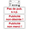 photo-Signalétique adhésive - Pas de pub - Stop pub - 10x10cm - Rouge/Blanc - PVC