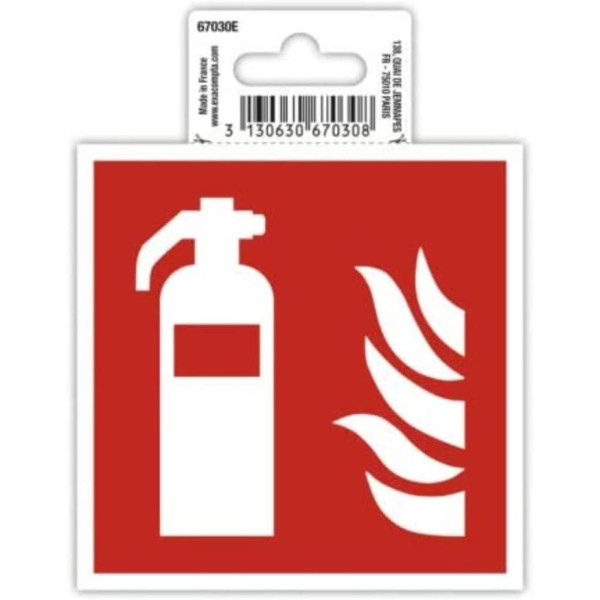photo-Signalétique adhésive - Extincteur - Incendie - 10x10cm - Rouge/Blanc - PVC