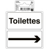 photo-Signalétique adhésive - Toilettes avec pictogramme flèche - 10x10cm - PVC