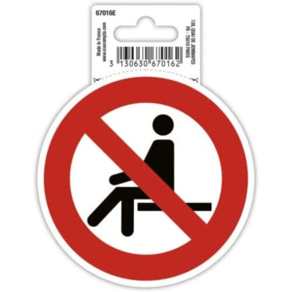 photo-Panneau adhésif - Ne pas s'assoir - Rond - 10cm - Blanc/rouge - PVC - Signalétique