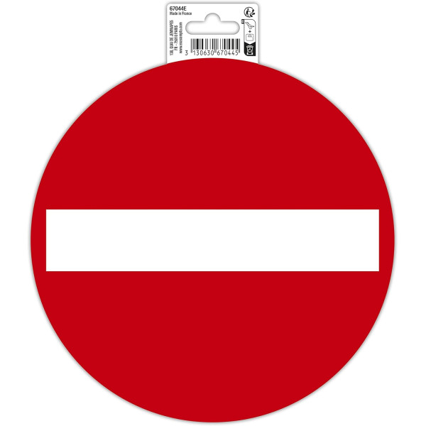 photo-Panneau adhésif - Sens interdit - Rond - 20cm - Blanc/rouge - PVC - Signalétique