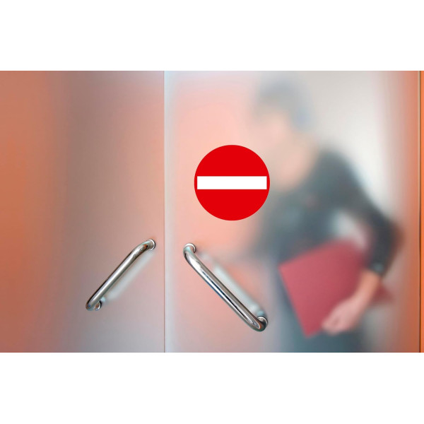 Panneau adhésif - Sens interdit - Rond - 20cm - Blanc/rouge - PVC - Signalétique