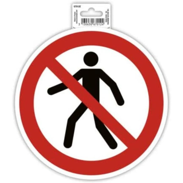 photo-Panneau adhésif - Interdit de circuler/marcher - Rond - 20cm - Blanc/rouge - PVC - Signalétique