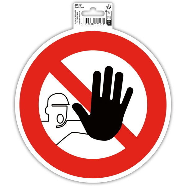 photo-Panneau adhésif - Accès interdit - Rond - 20cm - Blanc/rouge - PVC - Signalétique