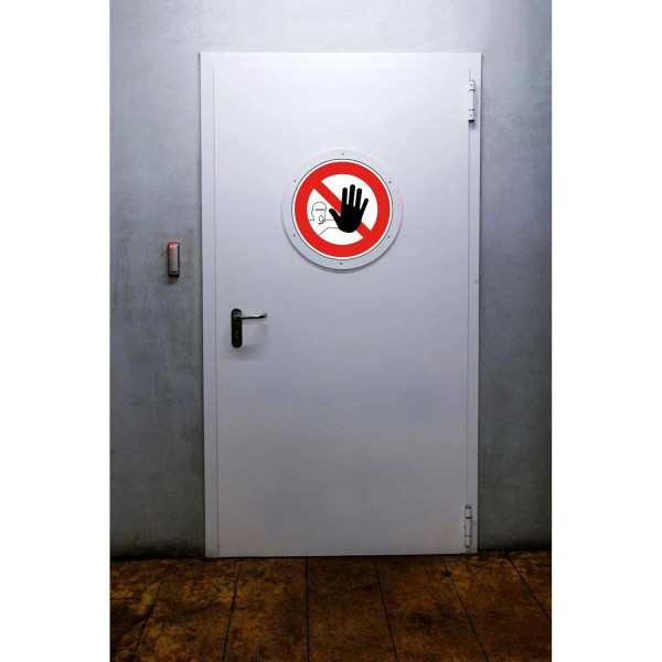 Panneau adhésif - Accès interdit - Rond - 20cm - Blanc/rouge - PVC - Signalétique
