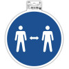 Panneau adhésif - Gardez vos distances - Rond - 20cm - Bleu/blanc - PVC - Signalétique