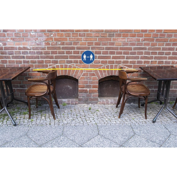 Panneau adhésif - Gardez vos distances - Rond - 20cm - Bleu/blanc - PVC - Signalétique