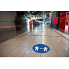 Panneau adhésif - Gardez vos distances - Rond - 20cm - Bleu/blanc - PVC - Signalétique