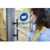 Panneau adhésif - Port du masque obligatoire - Rond - 20cm - Bleu/blanc - PVC - Signalétique