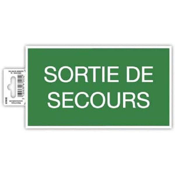 photo-Panneau adhésif - Sortie de secours - 20x11cm - Vert/blanc - PVC - Signalétique