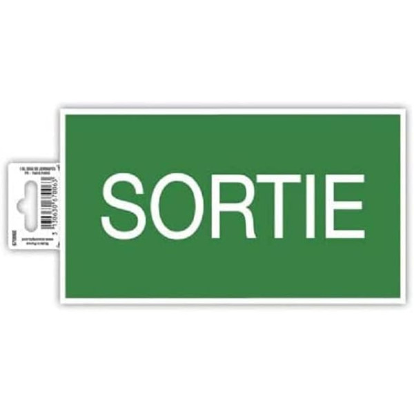 photo-Panneau adhésif - Sortie - 20x11cm - Vert/blanc - PVC - Signalétique