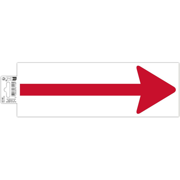 photo-Panneau adhésif - Marquage au sol - Flèche - Blanc/Rouge - PVC - Signalétique