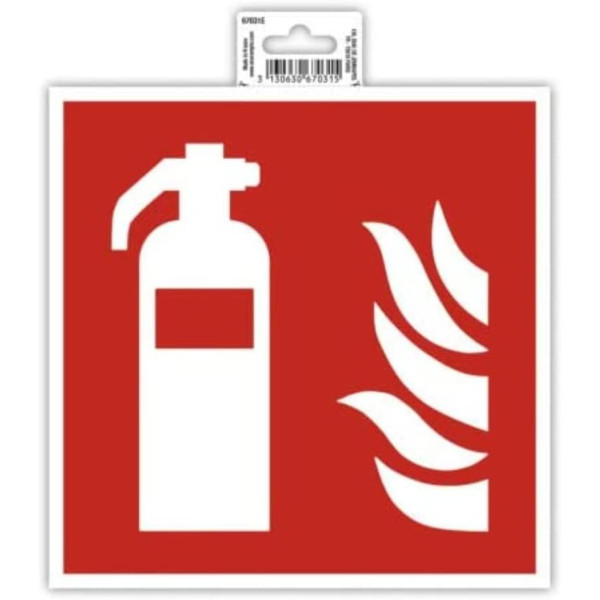 photo-Panneau adhésif - Extincteur - 20x20cm - Blanc/Rouge - PVC - Signalétique
