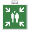 photo-Panneau adhésif - Point rassemblement - 20x20cm - Vert/blanc - PVC - Signalétique