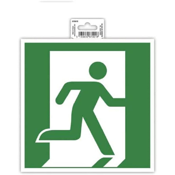 photo-Panneau adhésif - Evacuation à droite - 20x20cm - Vert/blanc - PVC - Signalétique