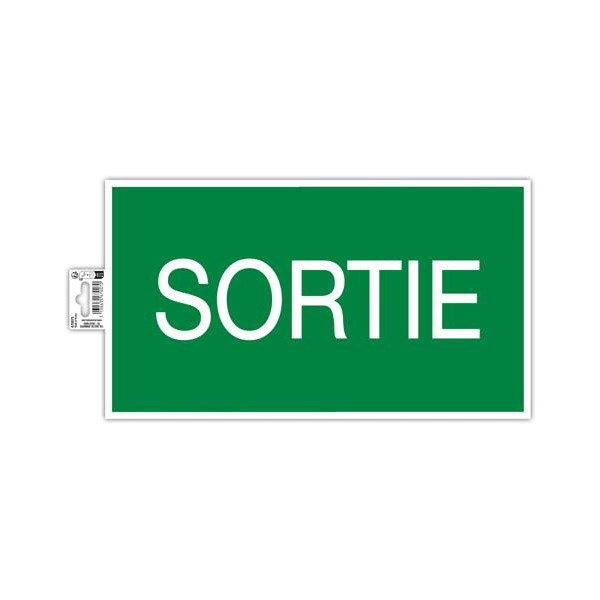 photo-
Panneau adhésif - Sortie - 35x20cm - Vert/blanc - PVC - Signalétique