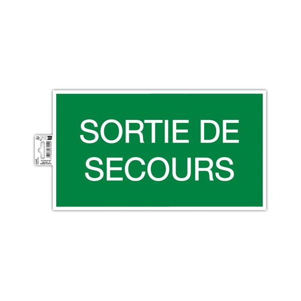 photo-Panneau adhésif - Sortie de secours - 35x20cm - Vert/blanc - PVC - Signalétique