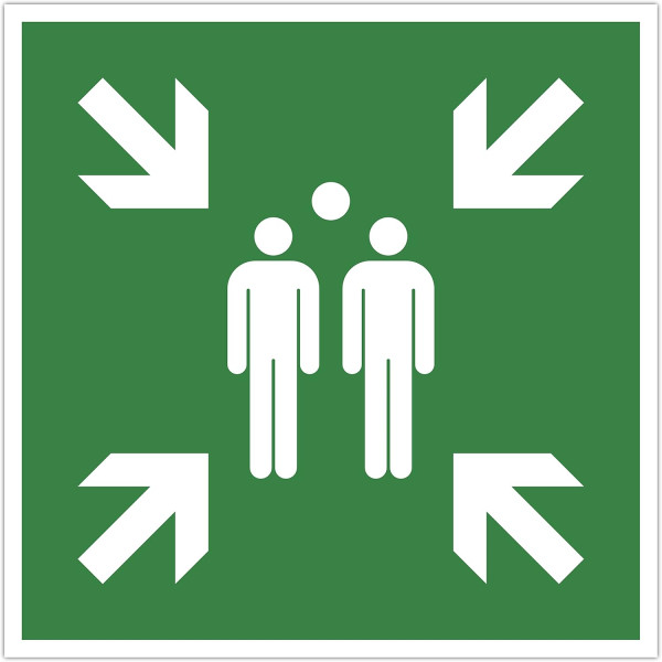 photo-Panneau - Point rassemblement - 30x30cm - Vert/blanc - PVC - Signalétique